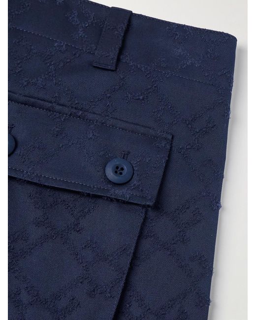 Givenchy Blue Straight-Leg Cotton-Twill Jacquard Cargo Trousers for men
