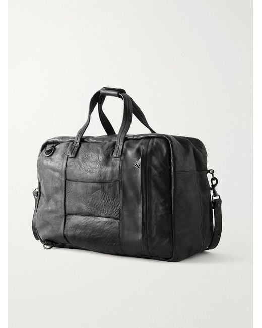 Officine Creative Black Helmet 056 Full-Grain Leather Weekend Bag for men