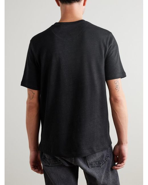 Mr P. Black Linen And Organic Cotton-Blend T-Shirt for men