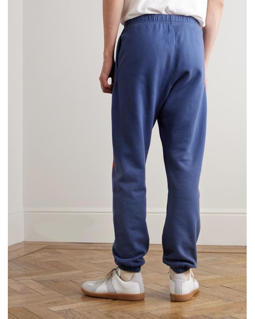 GALLERY DEPT. Blue Team Dept Tapered Embroidered Printed Cotton-Jersey Sweatpants for men