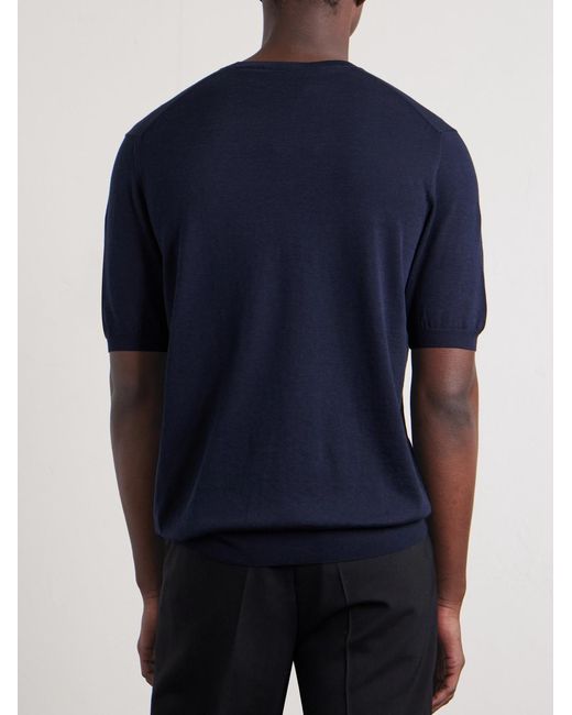 Slowear Blue Cotton And Silk-Blend T-Shirt for men