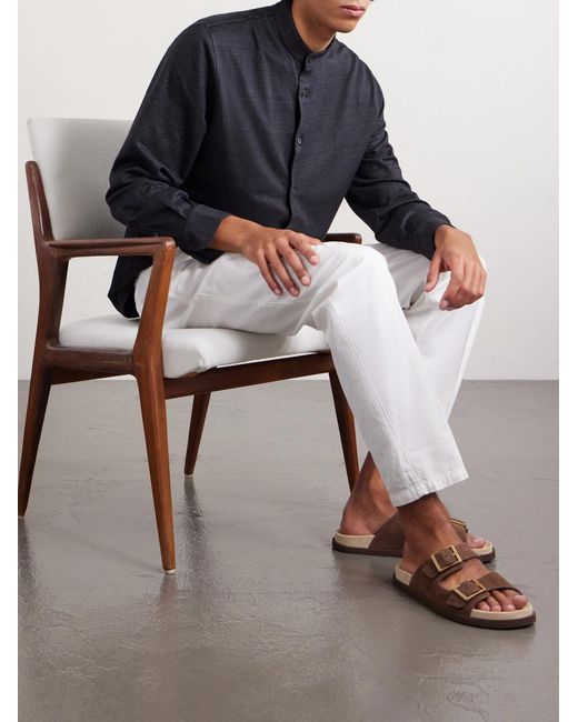 Brunello Cucinelli Brown Suede Sandals for men
