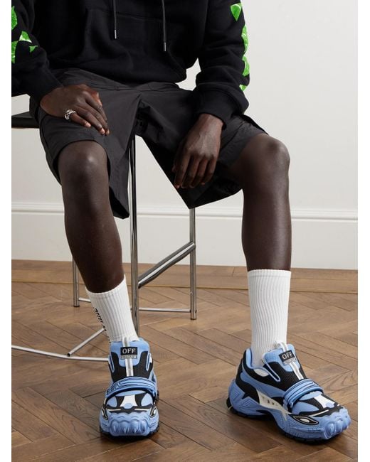 Off-White c/o Virgil Abloh Glove Sneakers aus Leder und Mesh in Blue für Herren