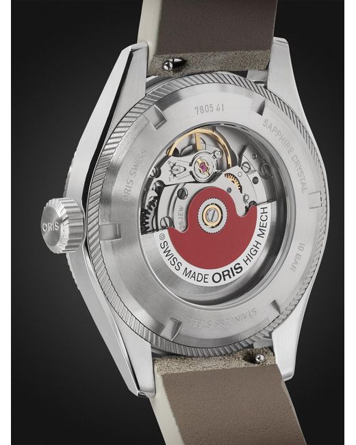 Oris Black Propilot Date Automatic 41Mm Stainless Steel And Leather Watch, Ref. No.01 733 7805 4163-07 6 20 15Lc for men
