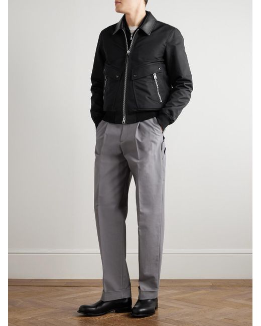 Tom Ford Black Coated Cotton-Canvas Bomber Jacket for men