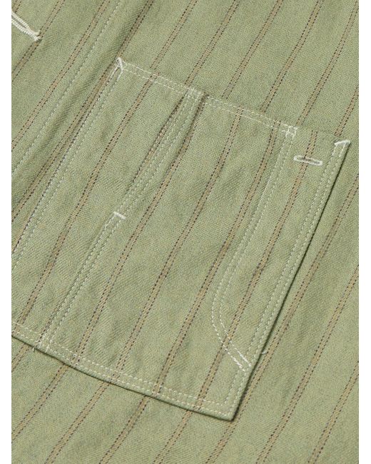 Kapital Green Gibson Striped Linen And Cotton-Blend Overshirt for men