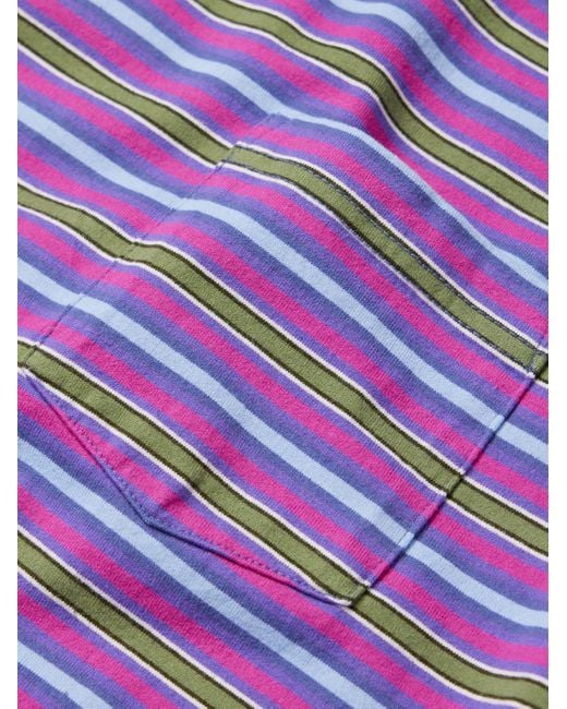 Beams Plus Purple Striped Cotton-Jersey T-Shirt for men