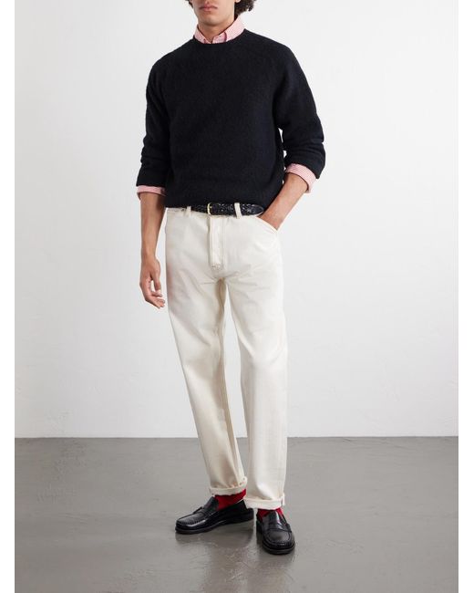 Drake's Blue Brushed-Wool Sweater for men