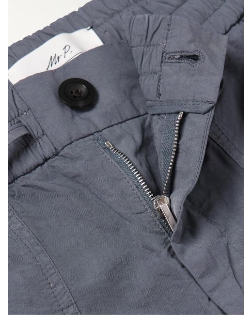 Mr P. Blue Joe Tapered Garment-Dyed Cotton-Blend Poplin Cargo Drawstring Trousers for men