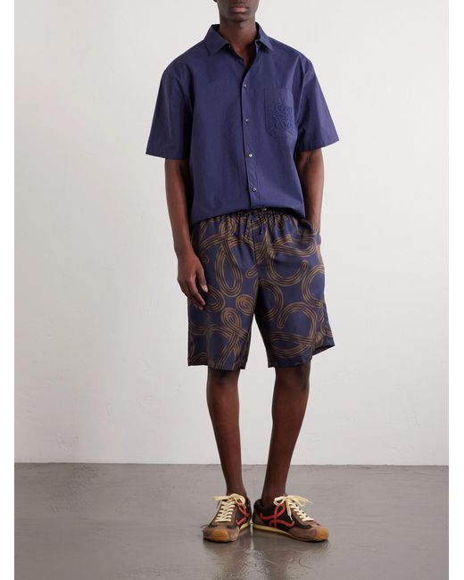 Loewe Blue Paula's Ibiza Straight-Leg Printed Silk Drawstring Shorts for men