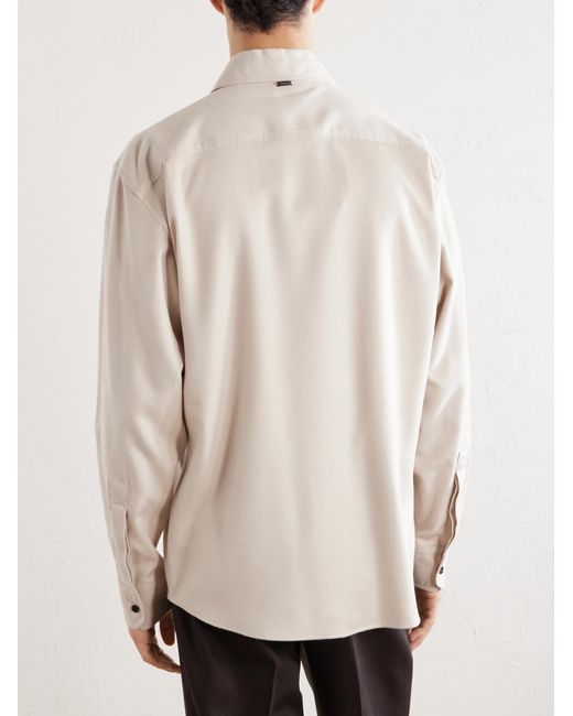 Herno White Silk And Cashmere-Blend Shirt for men