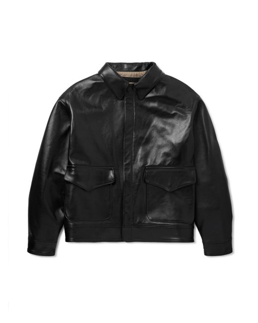A.PRESSE Black Type A-2 Leather Jacket for men