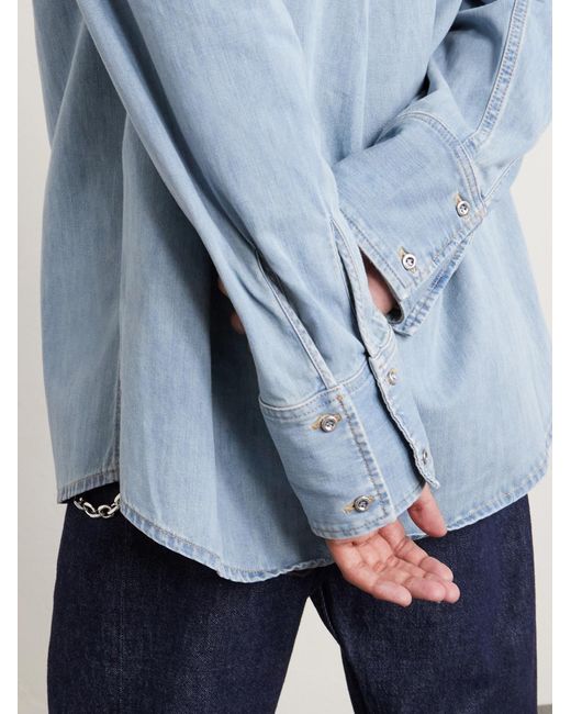 424 Blue Hoorsenbuhs Two-Tone Denim Shirt for men
