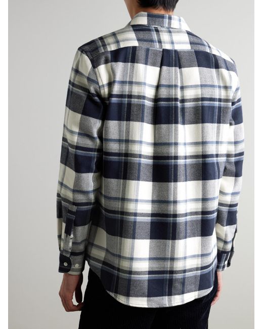Portuguese Flannel Blue Beck Checked Organic Cotton Shirt for men