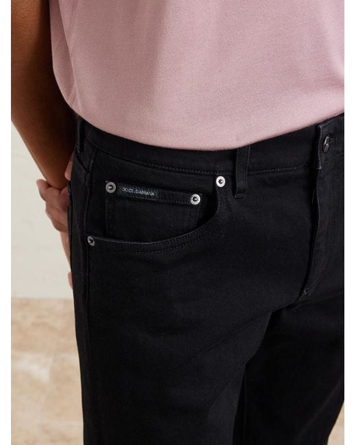 Dolce & Gabbana Black Slim-fit Straight-leg Logo-appliquéd Jeans for men