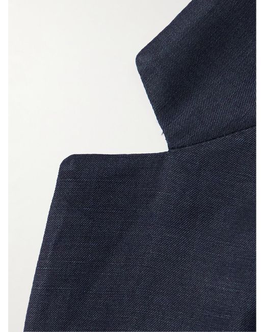 Canali Schmal geschnittenes Sakko aus einer Leinen-Seidenmischung in Blue für Herren