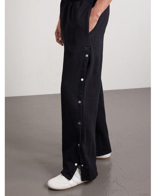 Les Tien Blue Heavyweight Wide-Leg Structured-Fleece Cotton-Jersey Sweatpants for men