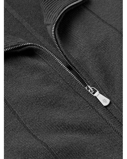 Eleventy Gray Ribbed Wool Zip-Up Cardigan for men