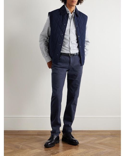 James Purdey & Sons Blue Slim-Fit Straight-Leg Cotton-Blend Twill Trousers for men