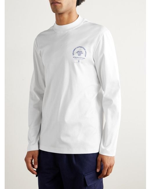 Brunello Cucinelli White Slim-Fit Logo-Print Cotton-Jersey T-Shirt for men