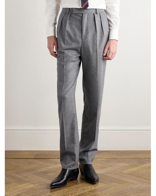Céline Gray Keith Tapered Pleated Cashmere-Flannel Trousers for men