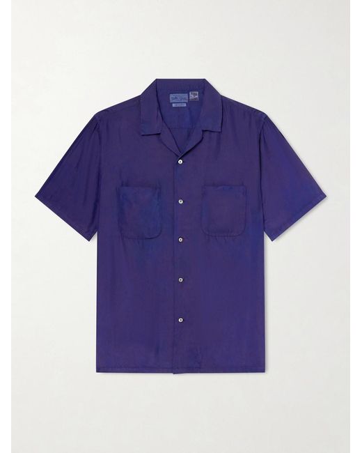 Blue Blue Japan Blue Convertible-Collar-Dyed Silk-Habotai Shirt for men