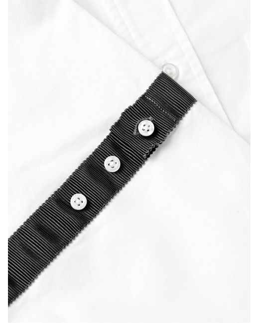 Thom Browne Gray Grosgrain-trimmed Cotton Oxford Shirt for men