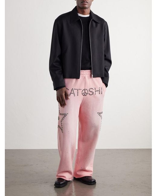 Satoshi Nakamoto Pink Wide-leg Studded Cotton-jersey Sweatpants for men