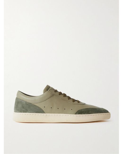 Officine Creative Green Kris Lux Aero Suede-panelled Leather Sneakers for men