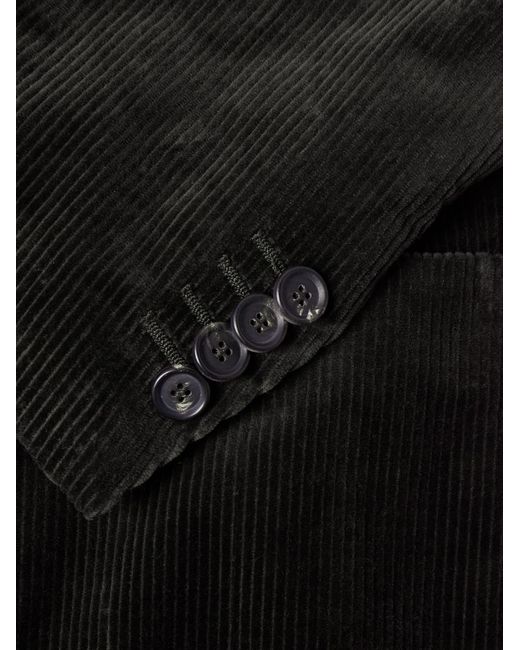 De Petrillo Black Slim-fit Cotton Corduroy Suit Jacket for men
