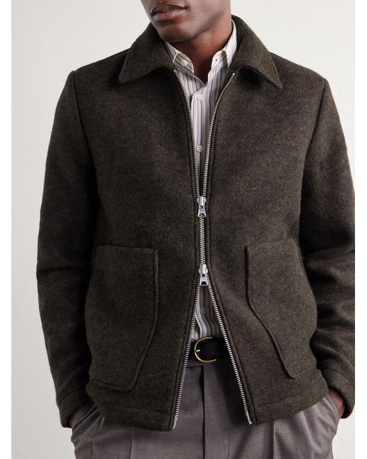 NN07 Black Gael Brushed Wool-blend Jacket for men