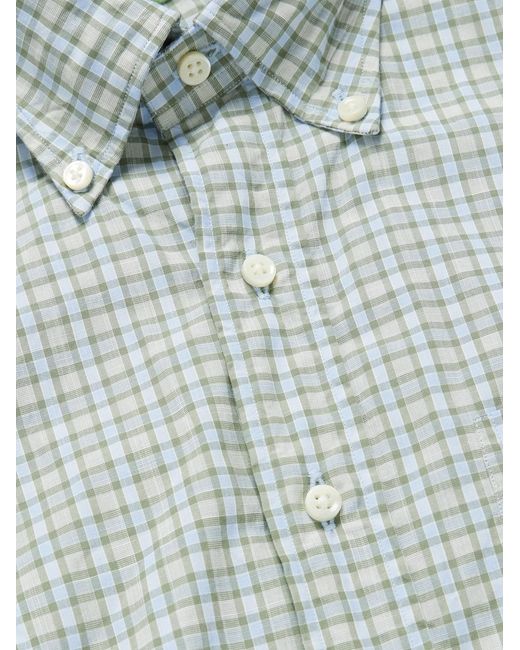 Button-Down Collar Checked Cotton-Poplin Shirt di Sid Mashburn in Blue da Uomo