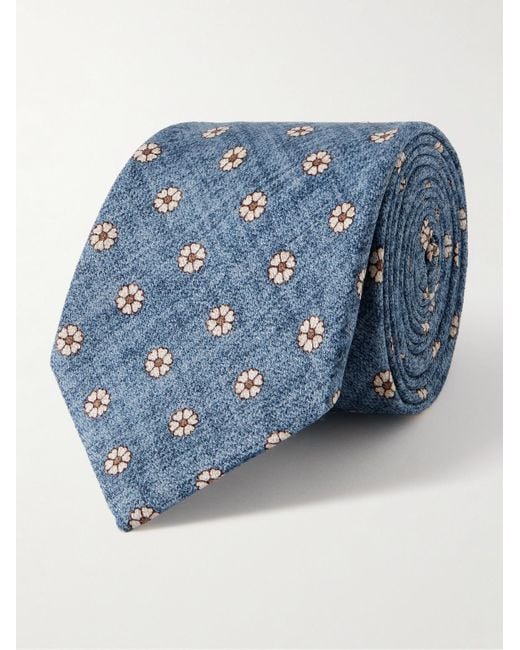 Favourbrook Blue Osterley 8cm Floral-print Silk Tie for men
