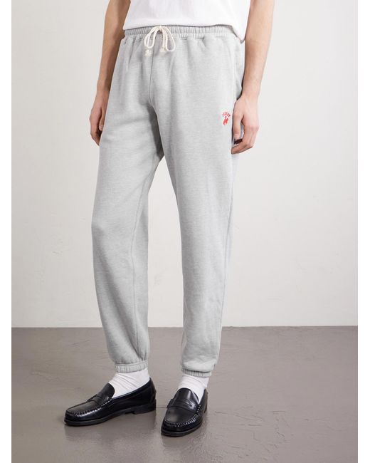 CHERRY LA White Western Athletic Embroidered Cotton-blend Jersey Sweatpants for men