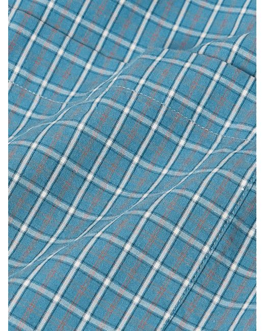 Sid Mashburn Blue Button-Down Collar Checked Cotton-Poplin Shirt for men