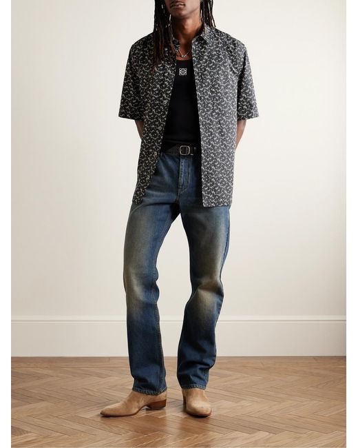 Isabel Marant Gray Labilio Printed Cotton-Poplin Shirt for men