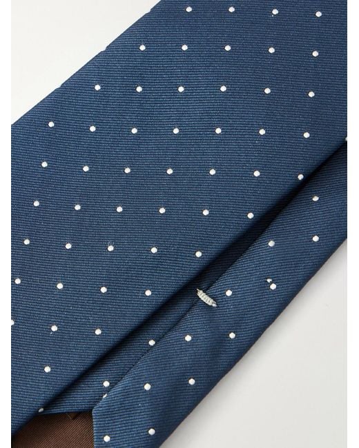 Canali Blue 8Cm Polka-Dot Silk-Twill Tie for men