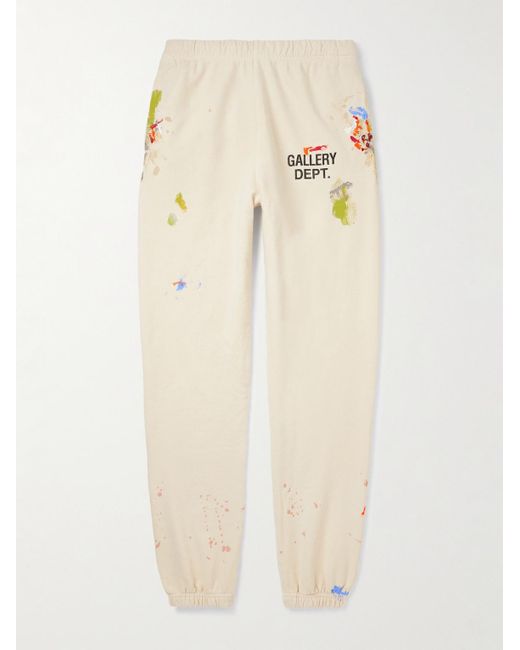 GALLERY DEPT. Natural Tapered Logo-print Paint-splattered Cotton-jersey Sweatpants for men