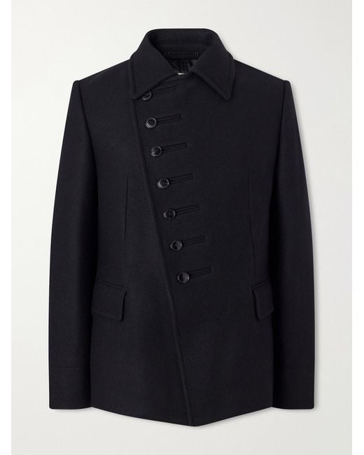 Dries Van Noten Blue Double-Breasted Wool-Blend Twill Blazer for men