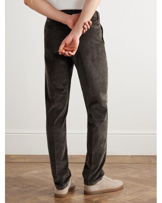 Eleventy Gray Straight-Leg Stretch Cotton And Modal-Blend Corduroy Trousers for men