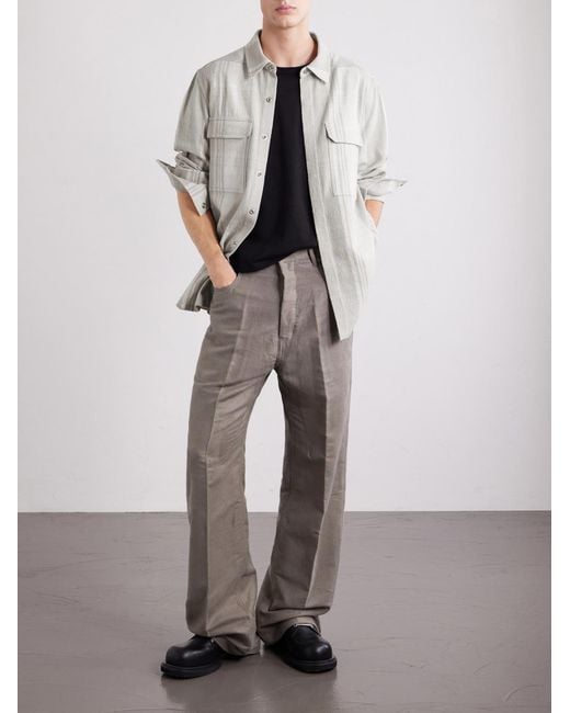 Rick Owens White Striped Cotton And Wool-Blend Flannel Overshirt for men