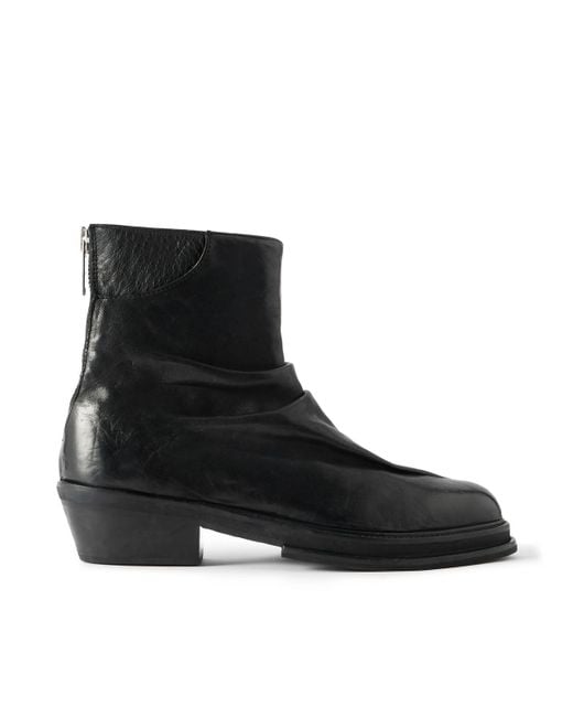 424 Marathon Ruched Leather Cowboy Boots in Black for Men | Lyst
