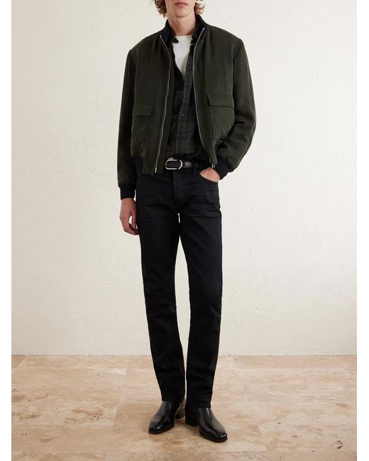 Tom Ford Black Gabardine Bomber Jacket for men