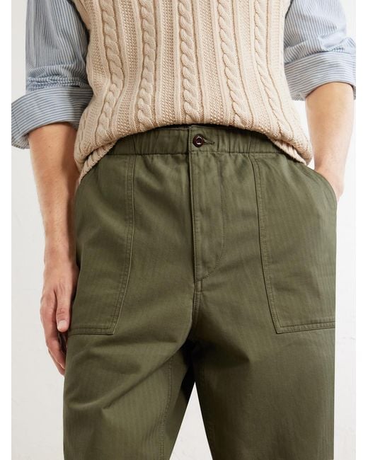 Drake's Green Straight-Leg Cotton-Blend Cargo Trousers for men