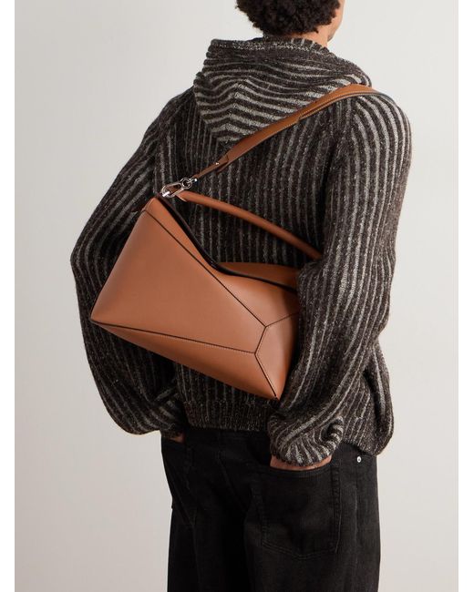 Loewe Brown Puzzle Edge Large Logo-debossed Leather Messenger Bag for men
