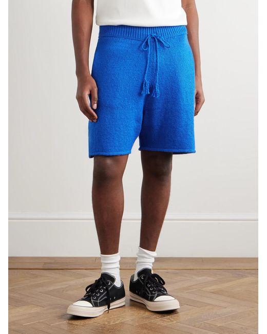 CHERRY LA Blue Straight-leg Cotton Drawstring Shorts for men