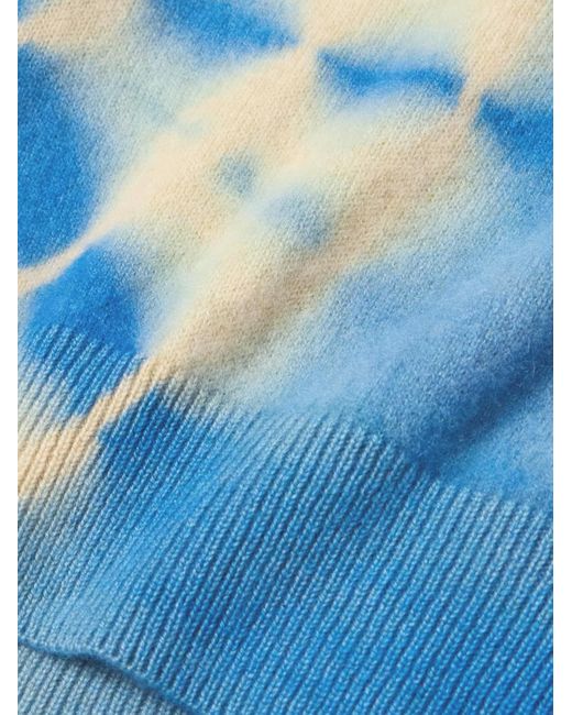 The Elder Statesman Blue Spiral City Tranquility Tie-dyed Cashmere Sweater for men