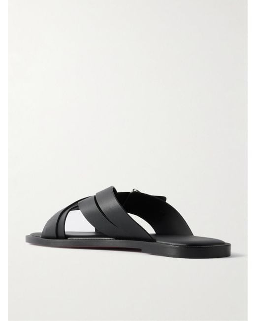 Christian Louboutin Black Emircross Leather Sandals for men
