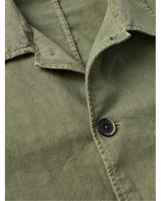 Barena Green Visal Crinkled-cotton Overshirt for men