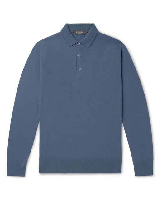 Loro Piana Blue Slim-fit Wish Virgin Wool Polo Shirt for men